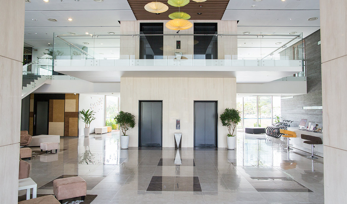 Lobby of condominium building